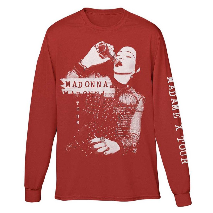 Wholesale Madonna T-Shirt Rossa A Maniche Lunghe Madame X