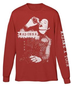 New Madonna T-Shirt Rossa A Maniche Lunghe Madame X